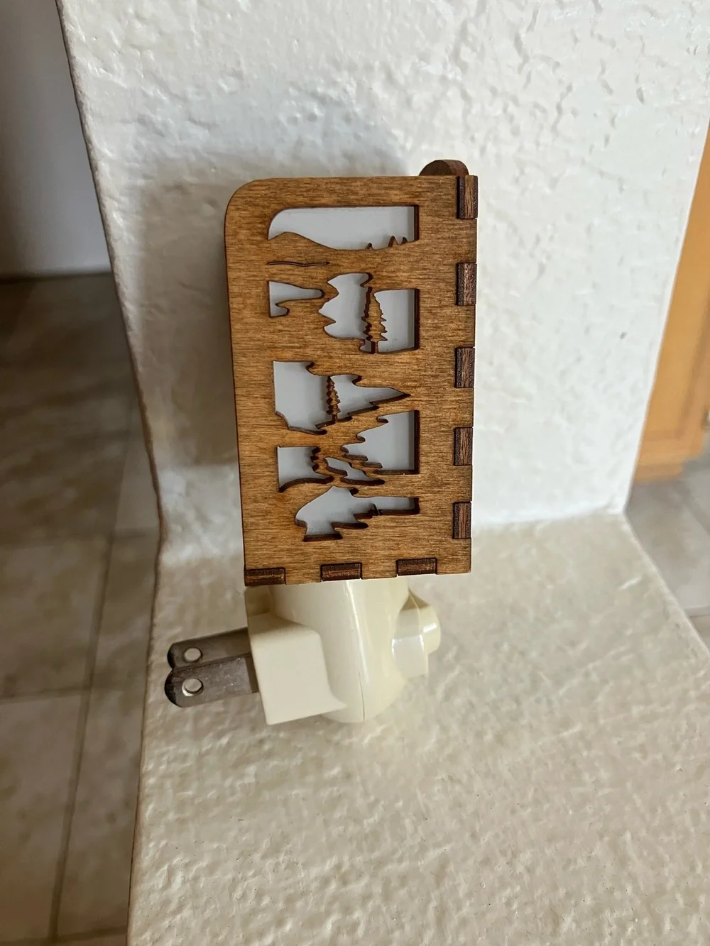 Rustic Moose Wooden Night Light - Brown